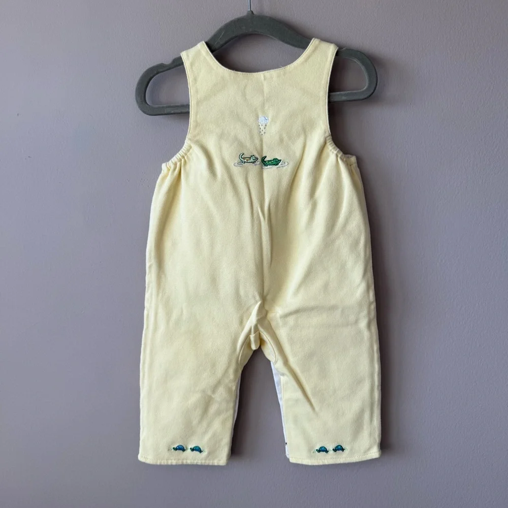 Vintage Talbots Kids Yellow Embroidered Animals Romper‎ Size 9 Months